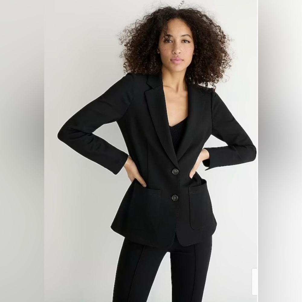 J. Crew x Mario Bellucci Luxe Italian Ponte Blazer Black Classic Tailored Chic